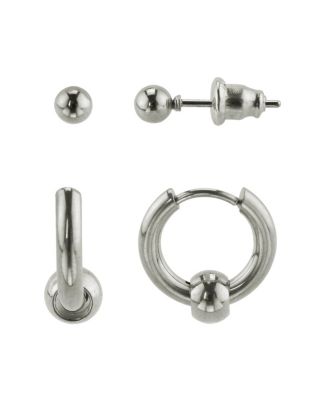 Stainless Steel Earring Set: Huggie and Stud