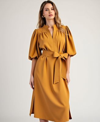 Women's Lark Puff Sleeve Self-Tie Midi Dress