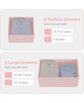 10-Drawer Fabric Dresser Chest: Spacious Organizer with Side Pockets & Hooks