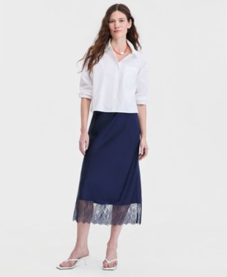 Women's Lace-Hem Midi Slip Skirt