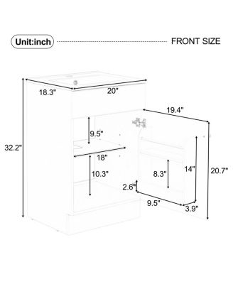20'' Bathroom Vanity with Sink, Painted MDF Cabinet, Soft Close Door, Adjustable Shelf & Organizer for Small Spaces