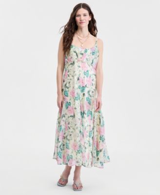Women's Lena Lotus Printed Chiffon Ruffled Maxi Dress