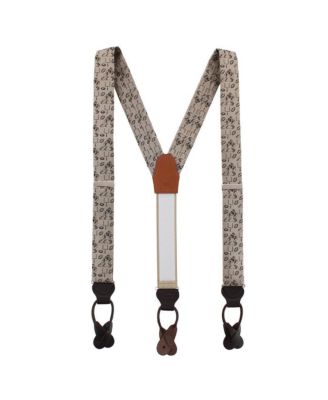Men's Field Goal Football Themed Novelty Silk Button End Suspenders