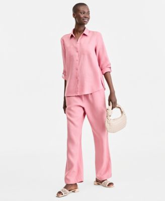 Women's 100% Linen Shirt & Drawstring Pants