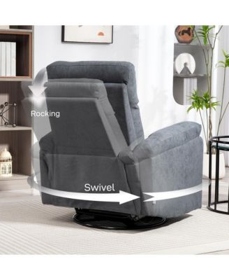 Wide Swivel Rocker Recliner, Overstuffed Reclining Sofa