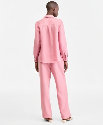 Women's 100% Linen Shirt & Drawstring Pants