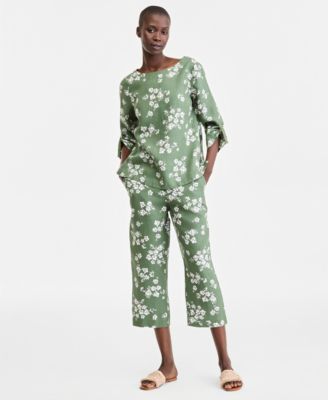 Women's Lined Printed Cropped Pants