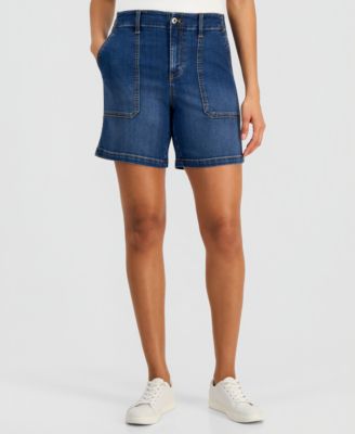 Women's High-Rise Utility Pocket Denim Shorts