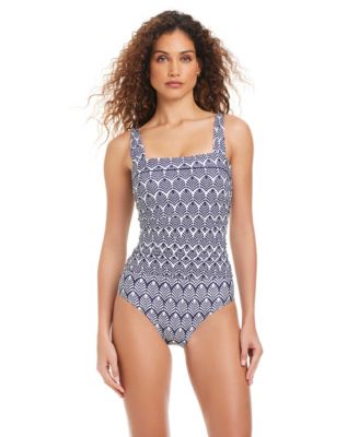 Women's Printed Square Neck One Piece Swimsuit