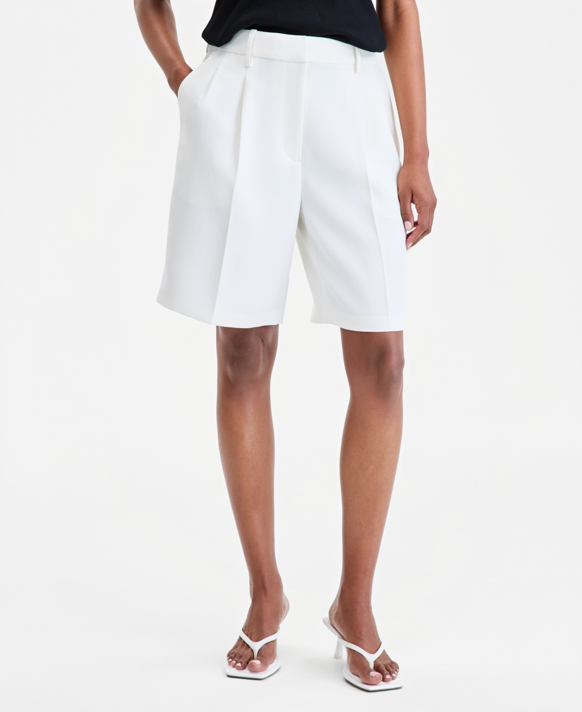 On 34th Women's High-Rise Crepe Bermuda Shorts, Macy's Exclusive