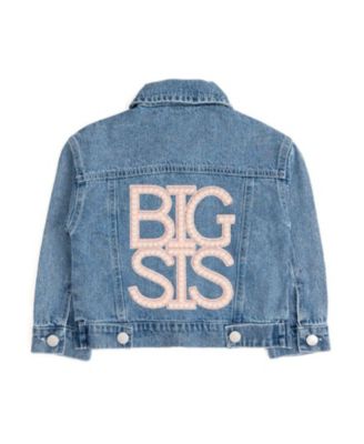 Little Girls Big Sis Pearl Patch Denim Jacket
