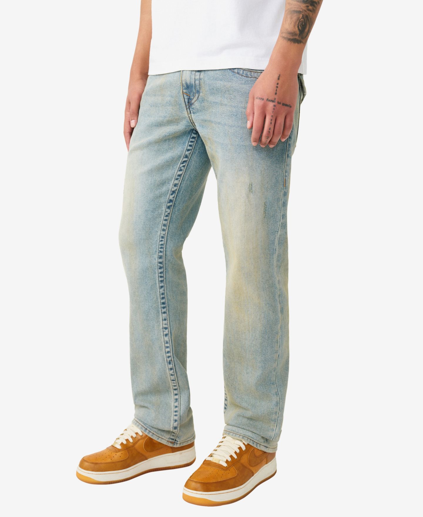 Мужские джинсы True Religion Ricky Single Needle Straight, цвет: Выбеленная светлая варка — фото 2