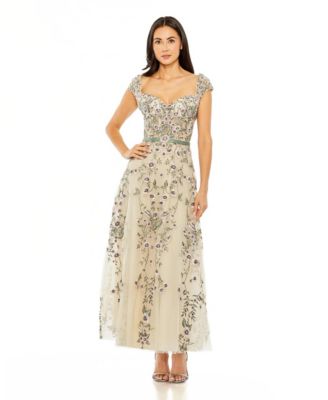 Women's Floral Embroidered Sweetheart Neckline Dress