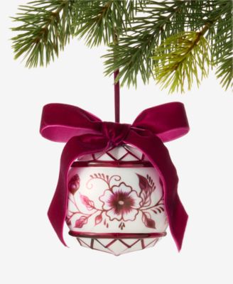 Holiday Toile Glass Ball Ornament