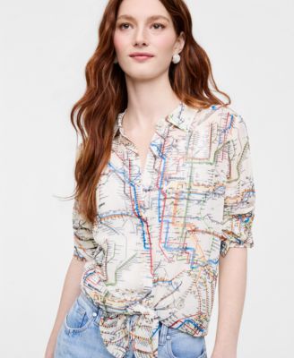 Women's Subway-Print Shirt, Macy's Exclusive- Molly Rogers Capsule Collection