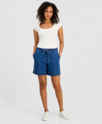 Women's Denim High-Rise Pull-On Shorts