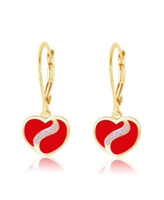 Girls 18K Gold Plated Heart Hypoallergenic Earrings with Sterling Silver Leverbacks