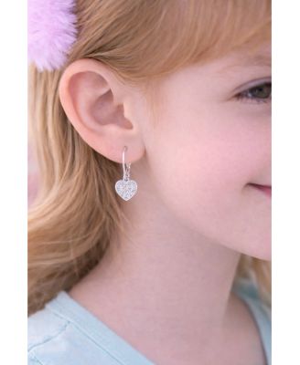 Girls Heart Hypoallergenic Earrings with Sterling Silver Leverbacks