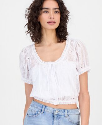 Women's Cotton Embroidered Cropped Blouse