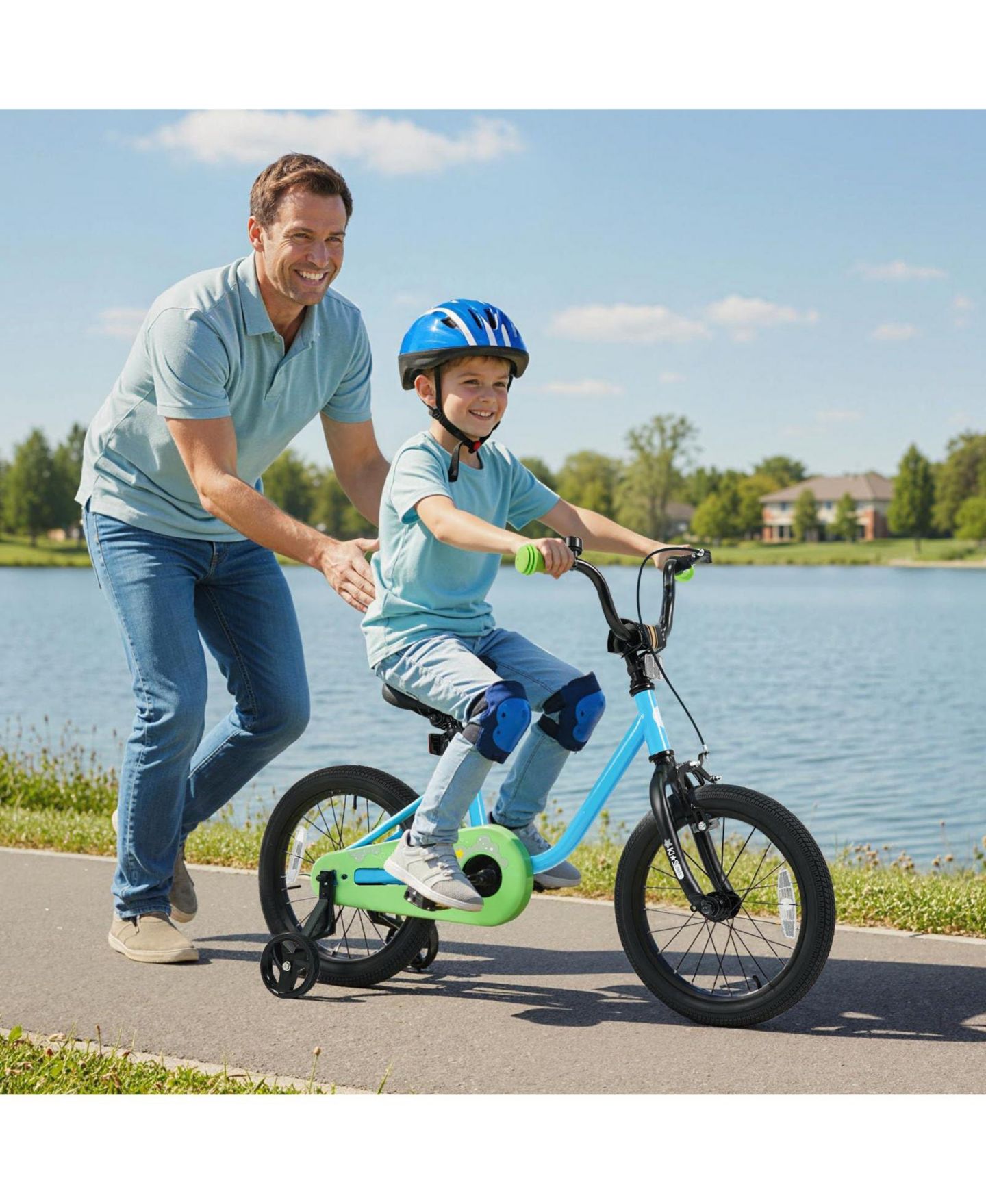Детская игрушка Mecale 12" Adjustable Bicycle with Detachable Training Wheels, 3–7 лет, цвет: Синий — фото 2
