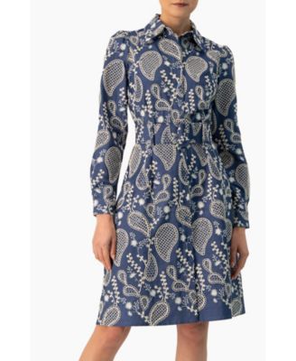 Women's Long Sleeve A-Line Dress with Floral Embroidery