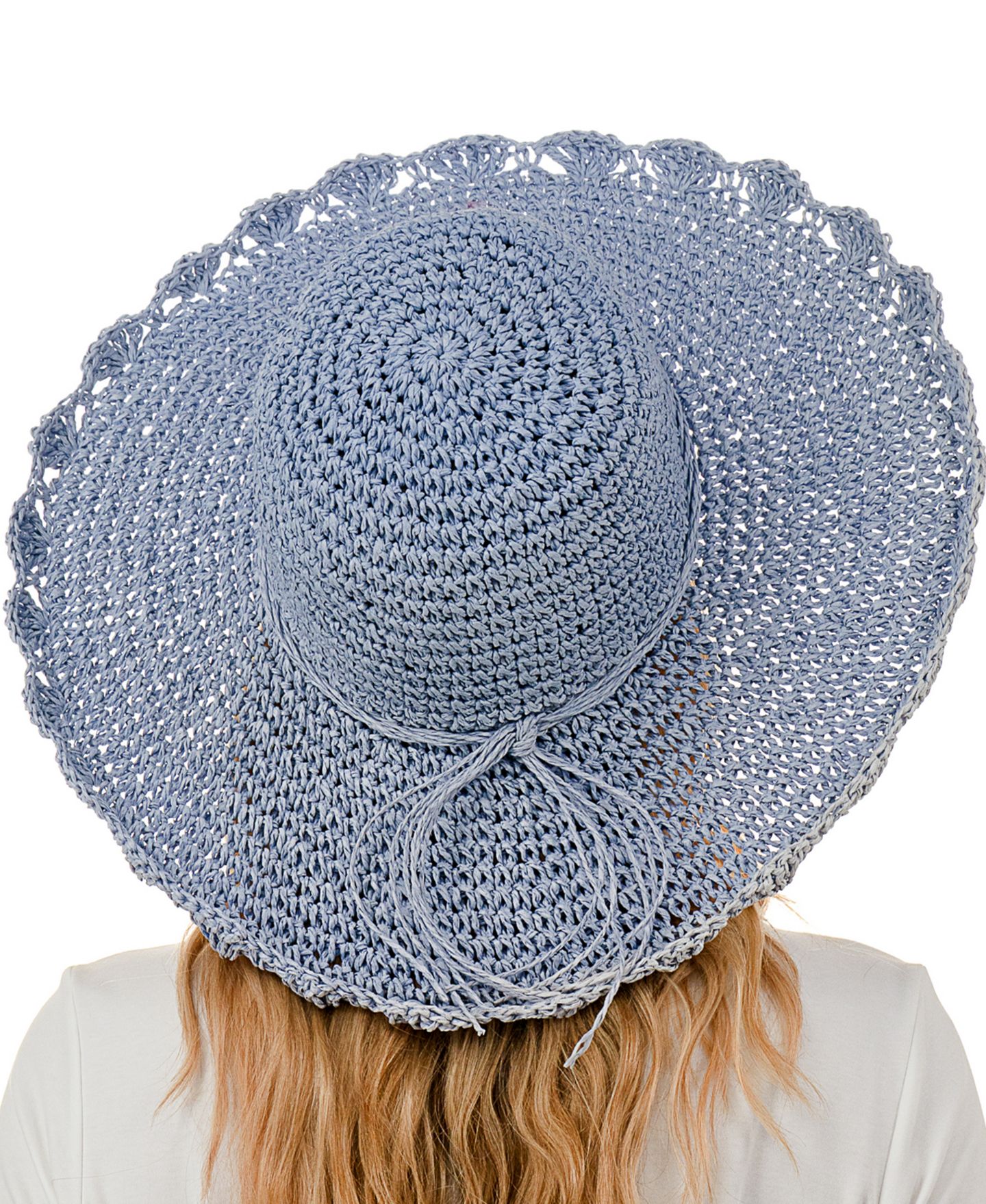 Женский головной убор Marcus Adler Scalloped Straw Sun Hat, цвет: Джинсовый — фото 4