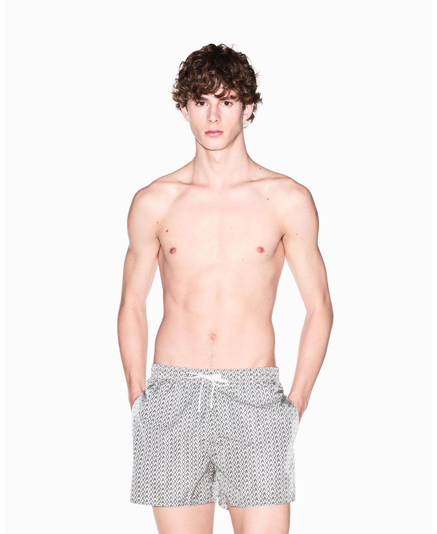 Плавки для мужчин, с логотипом — A|X Armani Exchange, цвет: Кремовый — фото 1