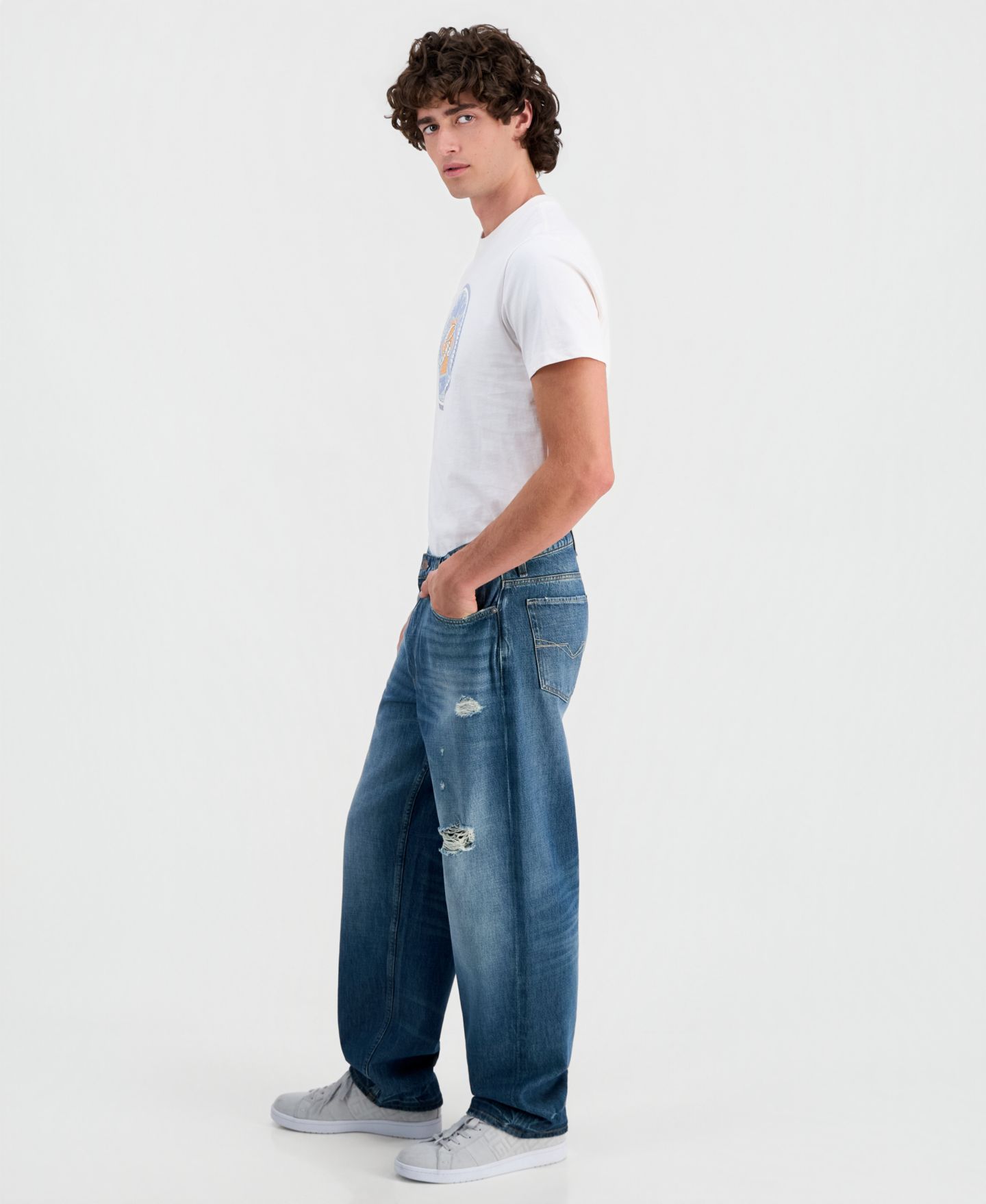 Мужские джинсы GUESS Jett Baggy Ripped, цвет: Reinier — фото 4