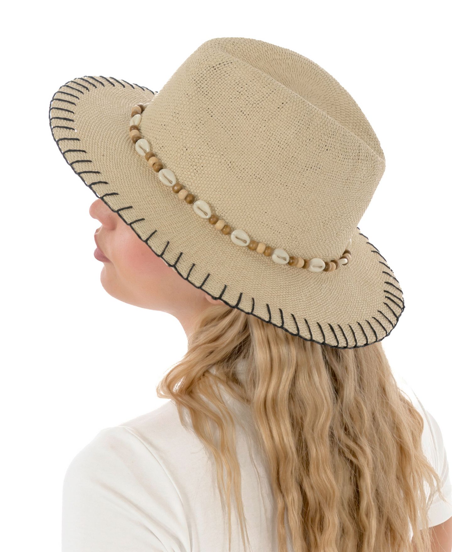 Женский головной убор Marcus Adler Whipstitch Straw Panama Hat, цвет: Натуральный — фото 3