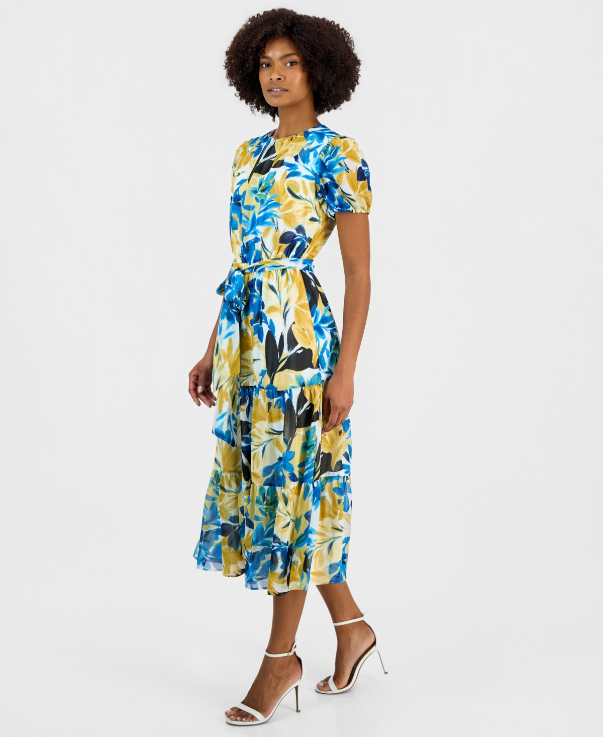 Kasper Women's Printed Tiered Midi Dress