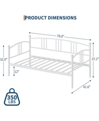Daybed, Metal Sofa Bed Frame with Steel Slat Support for Living Room, Bedroom and Guest Room.