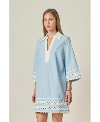 Women's Color Block Shirt Mini Dress