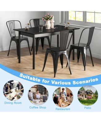 18'' Metal Dining Chair High Back Bar Stools Set of 4 w/ X-shaped Frame Breathable Holes