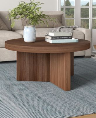 Holm 32" Wide Round Fluted Coffee Table