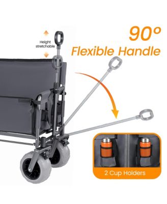 Collapsible Wagon - Heavy-Duty Seat Wagon with Canopy and Rear-Mounted Folding Tabletop, 500lbs Heavy-Duty for Camping, Garden