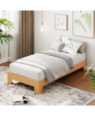 Twin XL Platform Bed Frame with Underbed Storage- 10.24Inch Clearance- Wood and Metal Slat Support- No Headboard- No Box Spring Needed