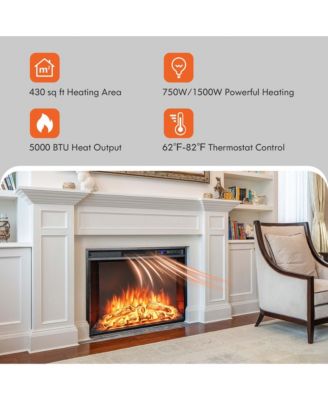 26 Inch Recessed Electric Fireplace heater W/ Remote Control