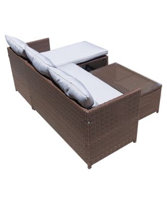 3PC Outdoor Patio Sofa Set Rattan Wicker Deck Couch Garden Furniture