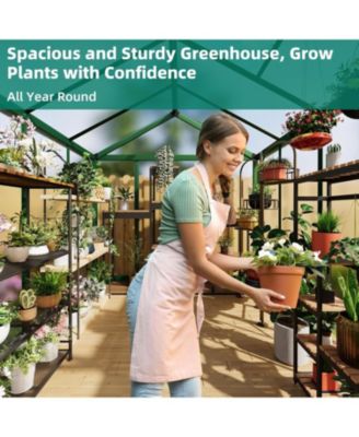 Walk-In house, Polycarbonate Panels, Adjustable Roof Vent & Sliding Door, Aluminum Frame, Garden & Patio