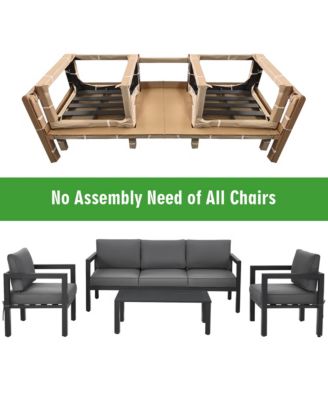 4-Piece Outdoor Patio Furniture Set Sectional Sofa Set Coffee Table