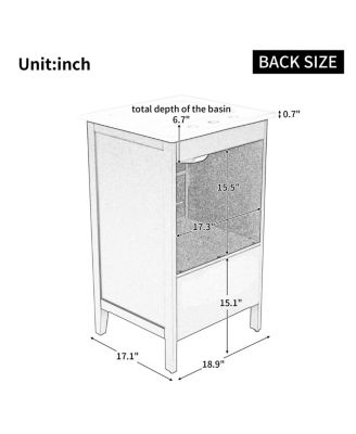 20" Freestanding Bathroom Vanity with Sink, Solid Wood MDF Cabinet, Semilune Ceramic Sink, Drawer Shelf for Small Bathroom