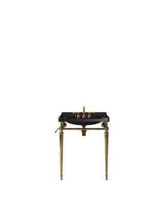 Bathroom Console Sink with Ceramic Vanity, Wall Mounted Basin & Stainless Steel Legs, Towel Bar Included