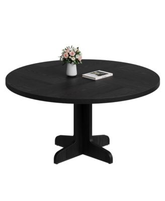 47 Inch Round Dining Table for 4-6 People,with Wooden Tabletop and Legs(Only Table)