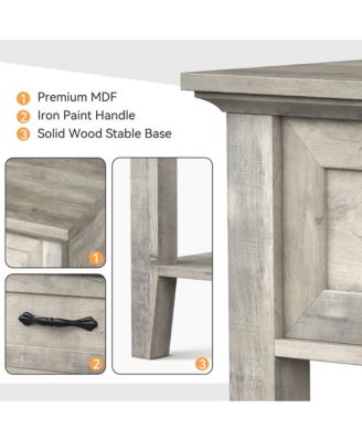 Wood Bedside Table With 1 Drawer and Open Storage Shelf, Industrial Side Table