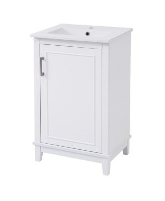 Small Bathroom Vanity Cabinet with Ceramic Sink, Soft Close Door & Ample Storage for Compact Spaces