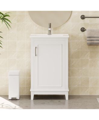 Small Bathroom Vanity Cabinet with Ceramic Sink, Soft Close Door & Ample Storage for Compact Spaces