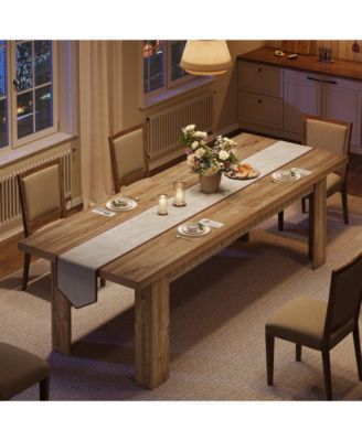 79 Inch Wood Dining Table for 6-8 People, Extra Long Kitchen Table