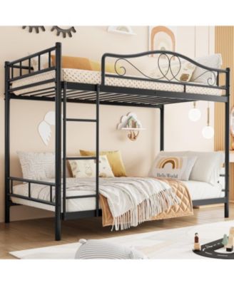 Twin Over Twin Metal Bunk Bed with Ladder Guardrails Heavy Duty 400 Lbs, No Box Spring Easy Assembly