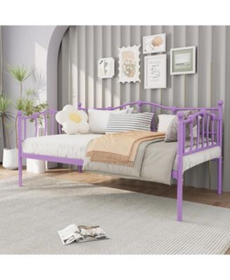 Daybed Frame Metal Platform Sofa Bed Headboard Heavy Duty Steel Slat Support Space Saving No Box Spring.