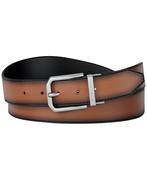 Мужской ремень Michael Kors Gunmetal Buckle Leather Belt, цвет: Коричневый / Чёрный